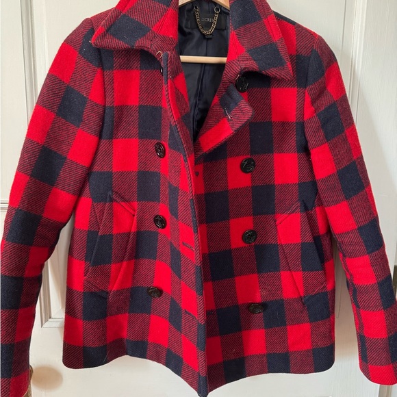J.Crew Red Buffalo Check Wool Coat - Picture 4 of 6